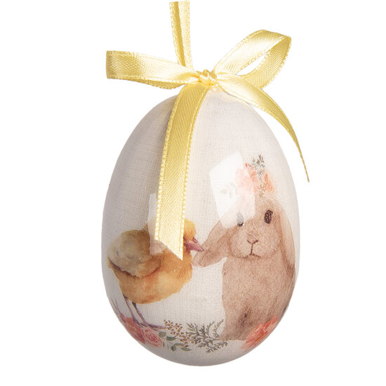 Clayre &amp; Eef   | Decoratie Hanger Ei (set 9) Blauw Wit &oslash; 5x8 cm | 66446