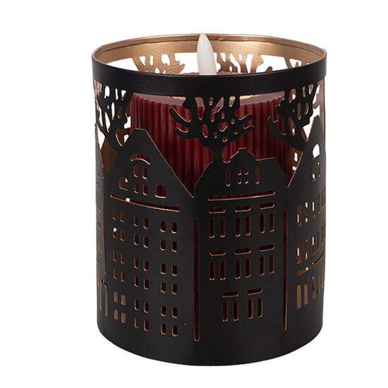 Clayre &amp; Eef   | Theelichthouder Kerst Bruin &oslash; 11x13 cm | 6Y5976