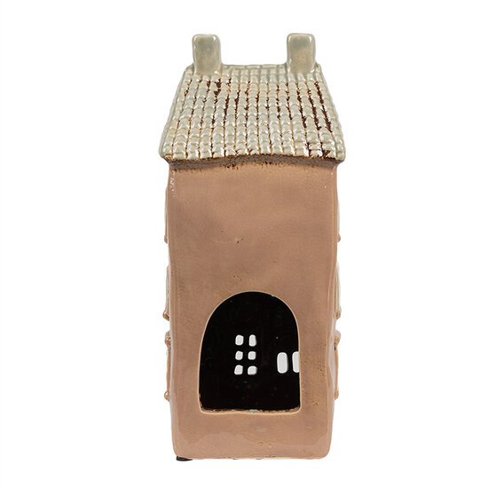 Clayre &amp; Eef   | Theelichthouder Kerst Huisje Bruin Beige 12x9x28 cm | 6CE1895