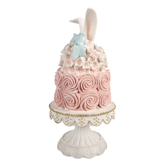 Clayre &amp; Eef   | Decoratie taart Wit Roze &oslash; 17x35 cm | 6PR5929