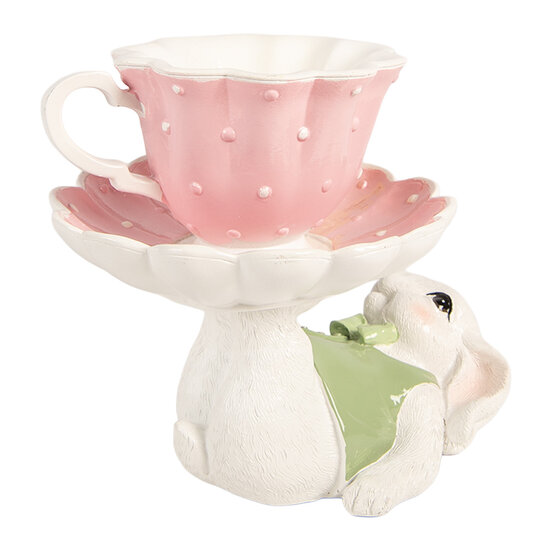 Clayre &amp; Eef   | Decoratie Konijn Wit Roze 20x14x17 cm | 6PR5937