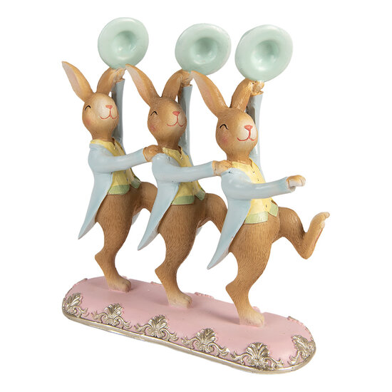 Clayre &amp; Eef   | Decoratie Konijnen Bruin Blauw 23x8x25 cm | 6PR5942