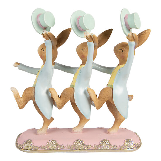 Clayre &amp; Eef   | Decoratie Konijnen Bruin Blauw 23x8x25 cm | 6PR5942