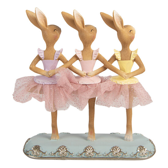 Clayre &amp; Eef   | Decoratie Konijnen Bruin Roze 23x8x25 cm | 6PR5943