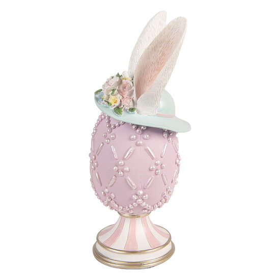 Clayre &amp; Eef   | Decoratie Ei Paars Wit &oslash; 13x30 cm | 6PR5953