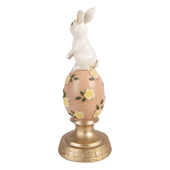 Clayre &amp; Eef   | Decoratie Konijn op ei Wit Roze &oslash; 10x26 cm | 6PR5957