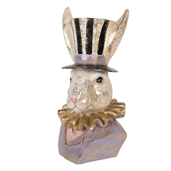 Clayre &amp; Eef   | Decoratie Konijn Beige Paars 14x12x27 cm | 6PR5965