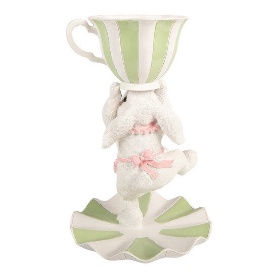 Clayre &amp; Eef   | Decoratie Konijn Wit Groen &oslash; 15x24 cm | 6PR5969