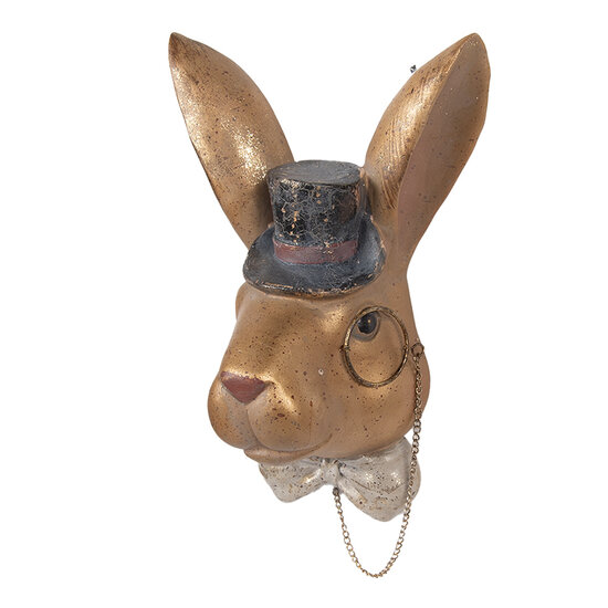 Clayre &amp; Eef   | Decoratie Konijn Goudkleurig Zwart 17x11x25 cm | 6PR6004