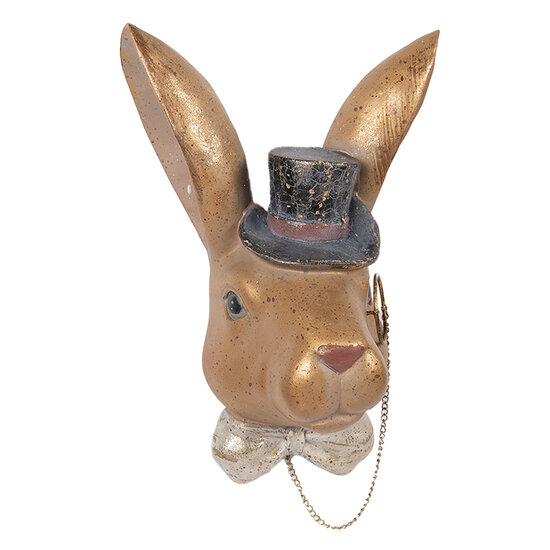 Clayre &amp; Eef   | Decoratie Konijn Goudkleurig Zwart 17x11x25 cm | 6PR6004