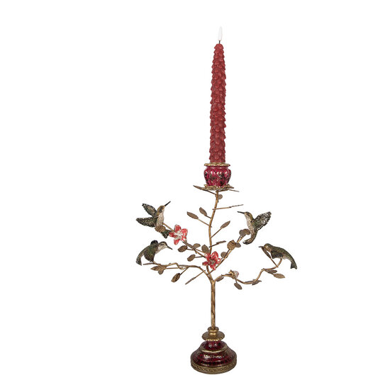 Clayre &amp; Eef   | Kandelaar Konijn Goudkleurig Rood 27x17x38 cm | 6PR6037