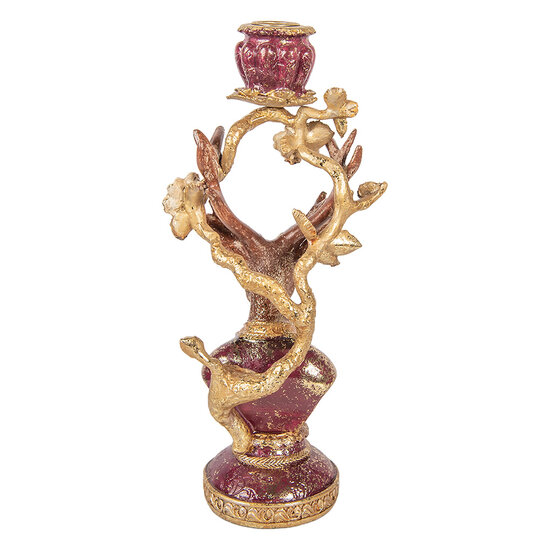 Clayre &amp; Eef   | Kandelaar Hert Paars Goudkleurig 14x11x31 cm | 6PR6041
