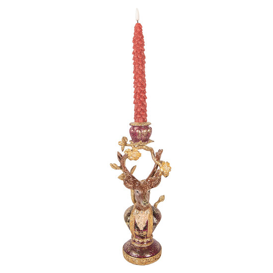 Clayre &amp; Eef   | Kandelaar Hert Paars Goudkleurig 14x11x31 cm | 6PR6041