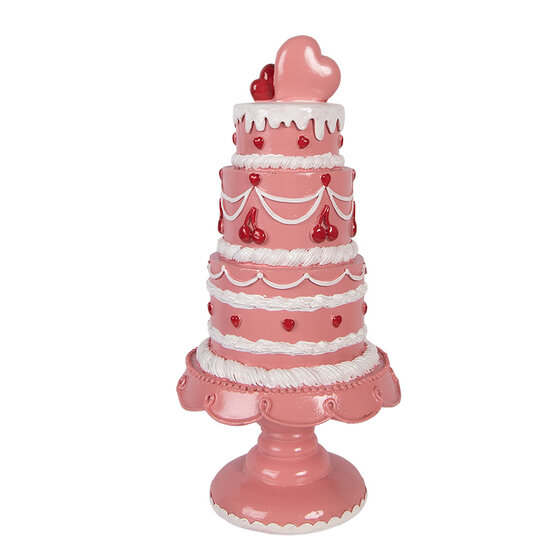 Clayre &amp; Eef   | Decoratie taart Roze Wit &oslash; 16x33 cm | 6PR6061