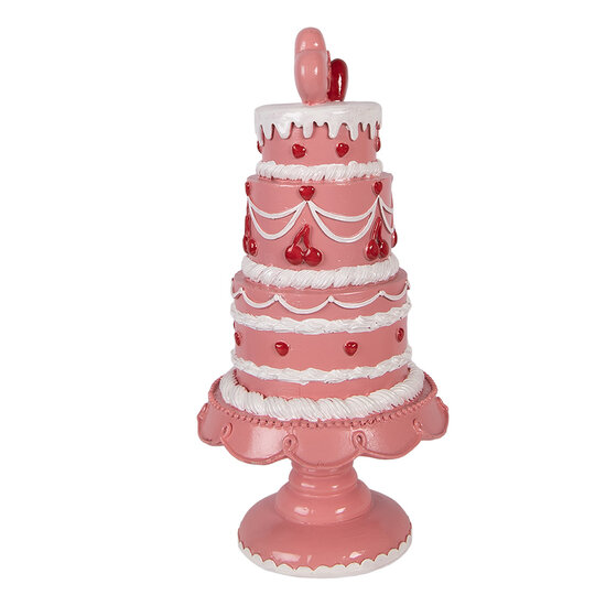 Clayre &amp; Eef   | Decoratie taart Roze Wit &oslash; 16x33 cm | 6PR6061