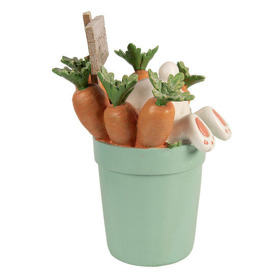 Clayre &amp; Eef   | Decoratie Konijn Wit Blauw 21x20x28 cm | 6PR6108