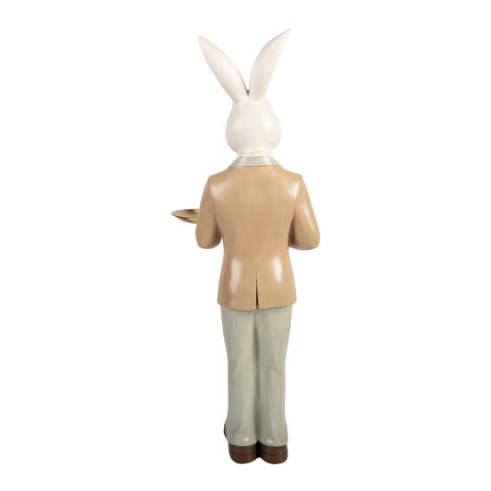 Clayre &amp; Eef   | Decoratie Konijn met schaal Wit Bruin 20x20x56 cm | 6PR6114