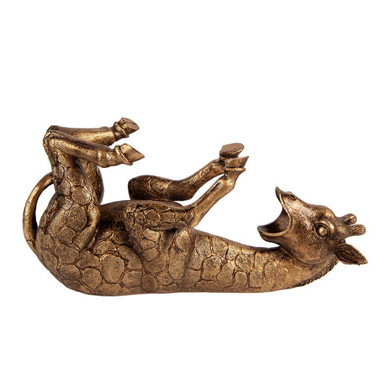 Clayre &amp; Eef   | Wijnfles houder Giraf Goudkleurig Bronskleurig 33x13x16 cm | 6PR6115