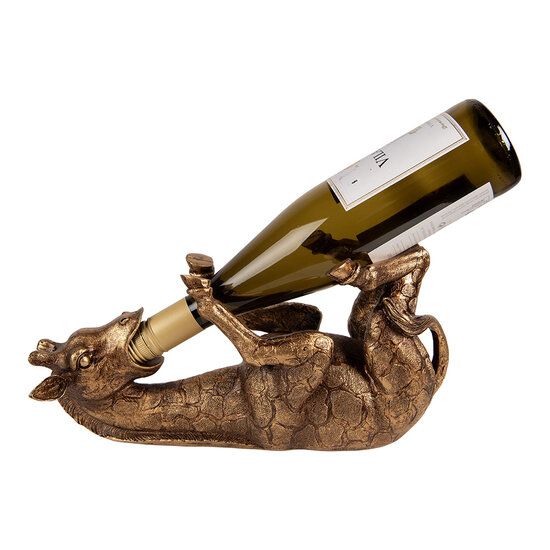 Clayre &amp; Eef   | Wijnfles houder Giraf Goudkleurig Bronskleurig 33x13x16 cm | 6PR6115