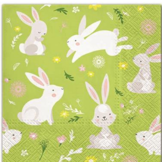 Dekoratief | Pakje 20 servetten 'Games of Rabbits' 33x33cm | A701116