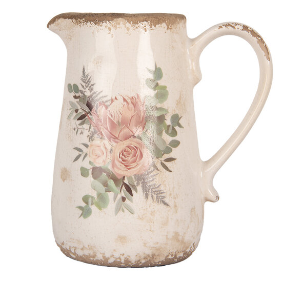 Clayre &amp; Eef   | Decoratieve Schenkkan Beige Roze 21x15x23 cm | 6CE1979L