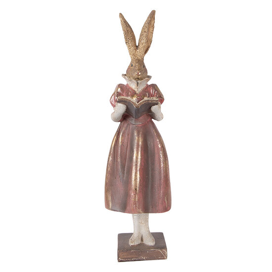 Clayre &amp; Eef   | Decoratie Konijn Goudkleurig Rood 13x12x47 cm | 6PR5984