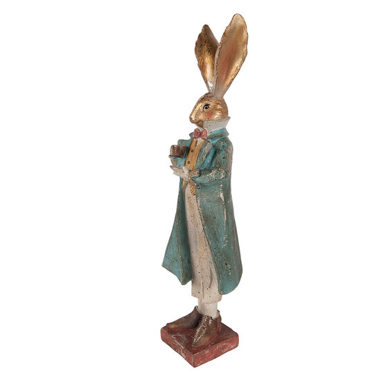 Clayre &amp; Eef   | Decoratie Konijn Goudkleurig Blauw 14x12x47 cm | 6PR5988