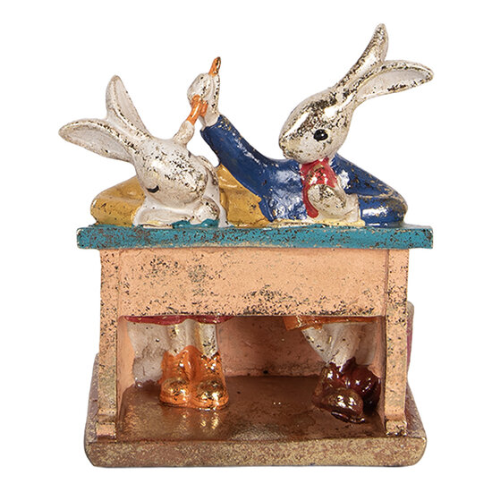 Clayre &amp; Eef   | Decoratie Konijnen Wit Meerkleurig 11x7x11 cm | 6PR6033