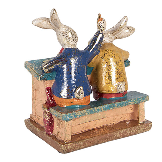 Clayre &amp; Eef   | Decoratie Konijnen Wit Meerkleurig 11x7x11 cm | 6PR6033