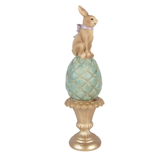 Clayre &amp; Eef   | Decoratie Konijn op ei Bruin Goudkleurig &oslash; 8x29 cm | 6PR6065