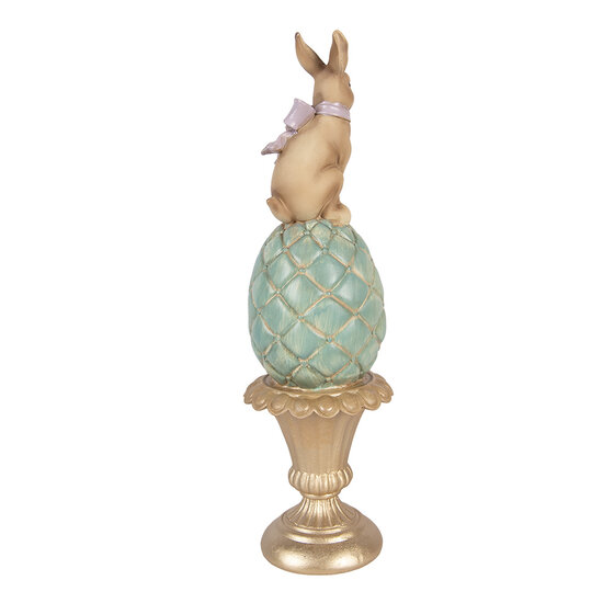 Clayre &amp; Eef   | Decoratie Konijn op ei Bruin Goudkleurig &oslash; 8x29 cm | 6PR6065