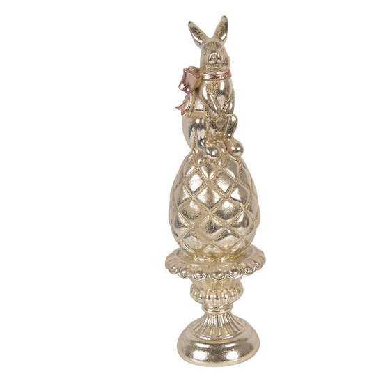 Clayre &amp; Eef   | Decoratie Konijn op ei Goudkleurig Roze &oslash; 8x28 cm | 6PR6066