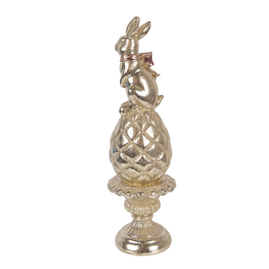 Clayre &amp; Eef   | Decoratie Konijn op ei Goudkleurig Roze &oslash; 8x28 cm | 6PR6066