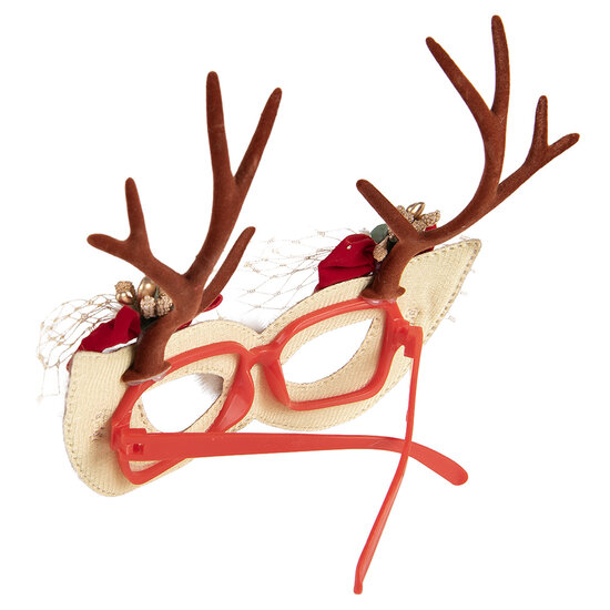 Clayre &amp; Eef   | Bril met gewei Bruin Rood 19x4x18 cm | 66573