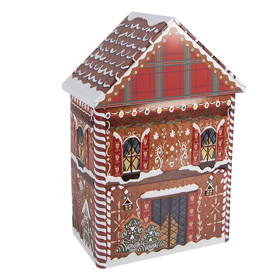 Clayre &amp; Eef   | Blikken Bewaardoos Bruin Rood 14x9x21 cm | 6BL0193