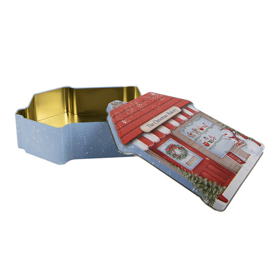 Clayre &amp; Eef   | Blikken Bewaardoos Blauw Rood 21x22x6 cm | 6BL0195