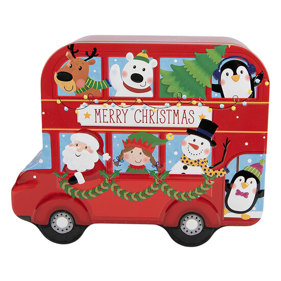 Clayre &amp; Eef   | Blikken Bewaardoos Rood Groen 19x15x7 cm | 6BL0206