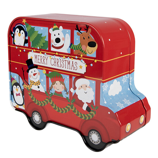 Clayre &amp; Eef   | Blikken Bewaardoos Rood Groen 19x15x7 cm | 6BL0206