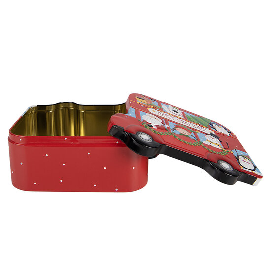 Clayre &amp; Eef   | Blikken Bewaardoos Rood Groen 19x15x7 cm | 6BL0206