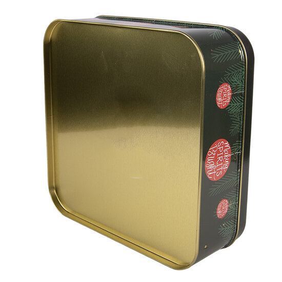 Clayre &amp; Eef   | Blikken Bewaardoos Groen Rood 17x17x6 cm | 6BL0208