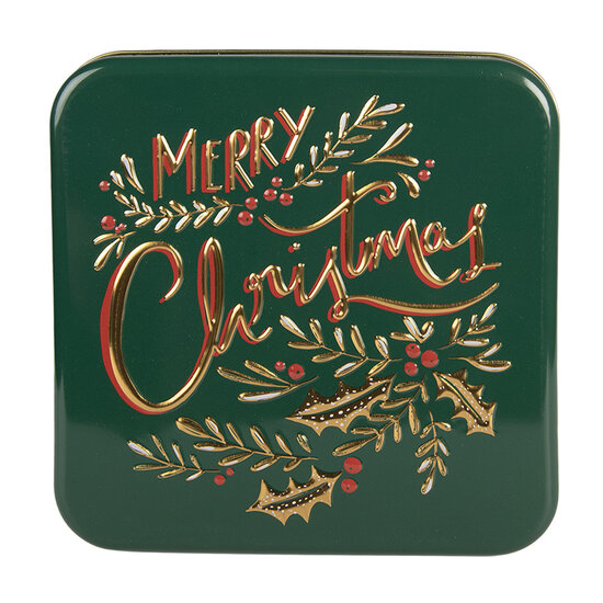 Clayre &amp; Eef   | Blikken Bewaardoos Groen Goudkleurig 17x17x6 cm | 6BL0210