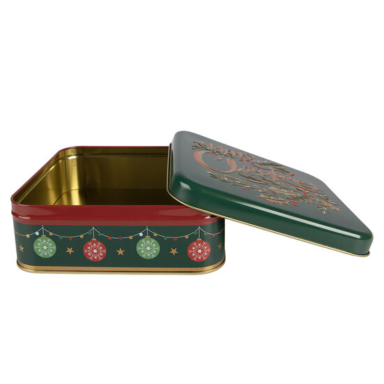 Clayre &amp; Eef   | Blikken Bewaardoos Groen Goudkleurig 17x17x6 cm | 6BL0210