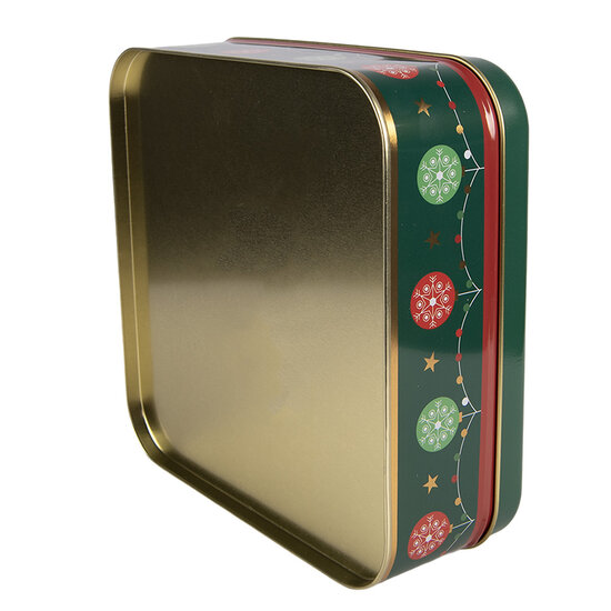 Clayre &amp; Eef   | Blikken Bewaardoos Groen Goudkleurig 17x17x6 cm | 6BL0210