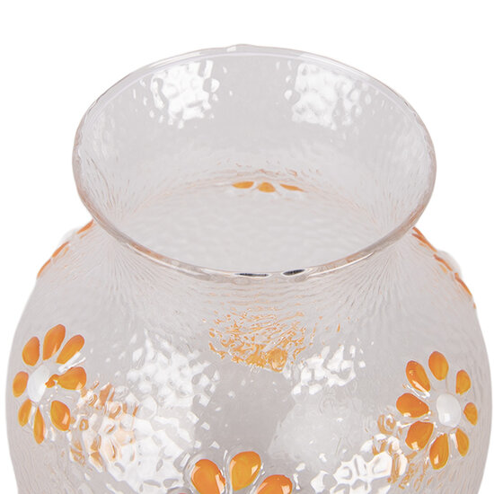 Clayre &amp; Eef   | Vazen Glas Transparant Oranje &oslash; 13x16 cm | 6GL5509