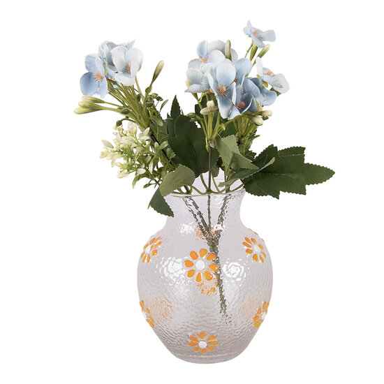 Clayre &amp; Eef   | Vazen Glas Transparant Oranje &oslash; 13x16 cm | 6GL5509