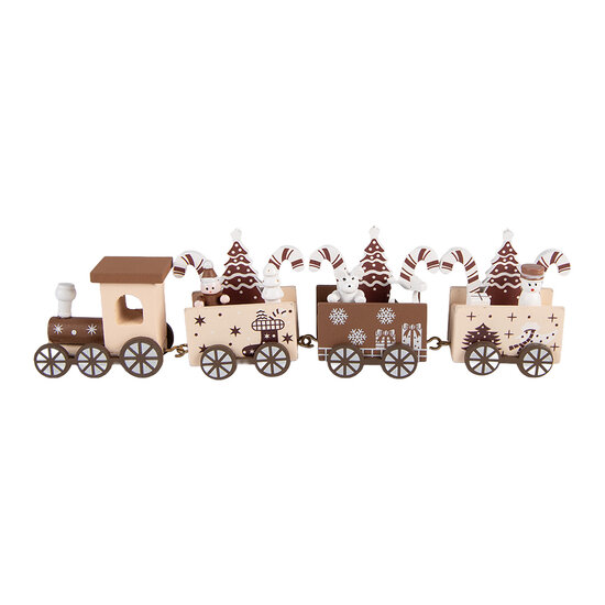 Clayre &amp; Eef   | Kerstdecoratie Trein Beige Bruin 27x4x8 cm | 6H2481