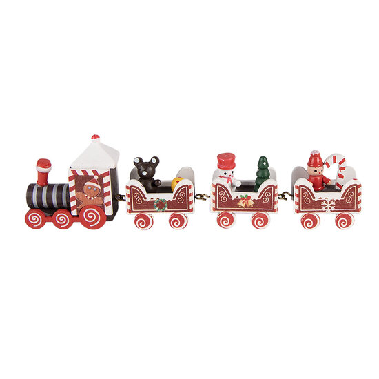 Clayre &amp; Eef   | Kerstdecoratie Trein Rood Wit 22x2x7 cm | 6H2482