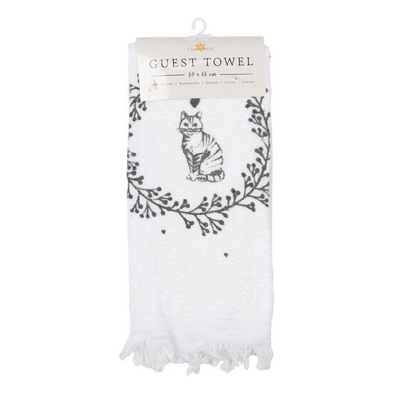 Clayre &amp; Eef   | Gastendoekje Wit Zwart 40x66 cm | CTLGC-2