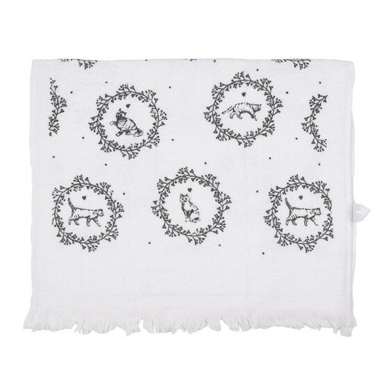 Clayre &amp; Eef   | Gastendoekje Wit Zwart 40x66 cm | CTLGC-1