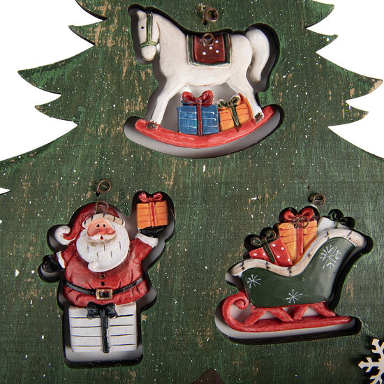 Clayre &amp; Eef   | Decoratie hanger Kerstboom Groen Rood 32x2x39 cm | 6H2484